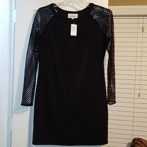 Nicole Miller Studio Dress/Black Fishnet Sleeve